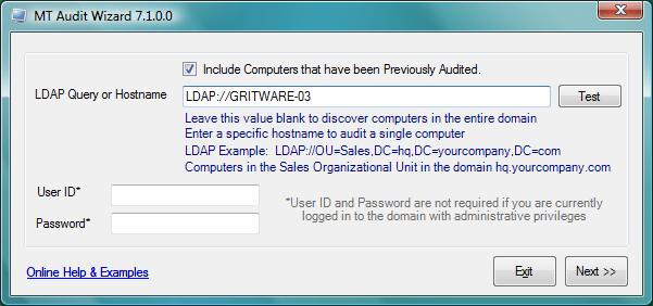 PC Audit Wizard Step 1