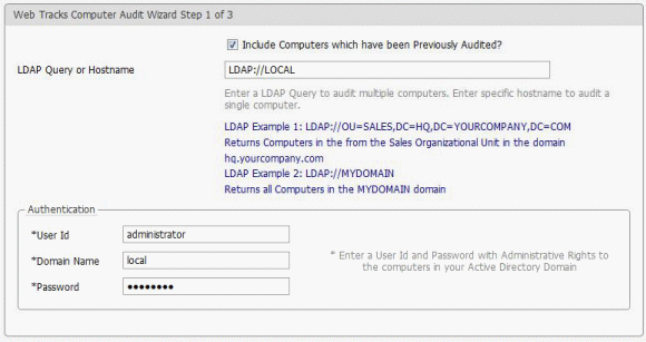 Audit Wizard Step 1 PC Audit Wizard Step 1